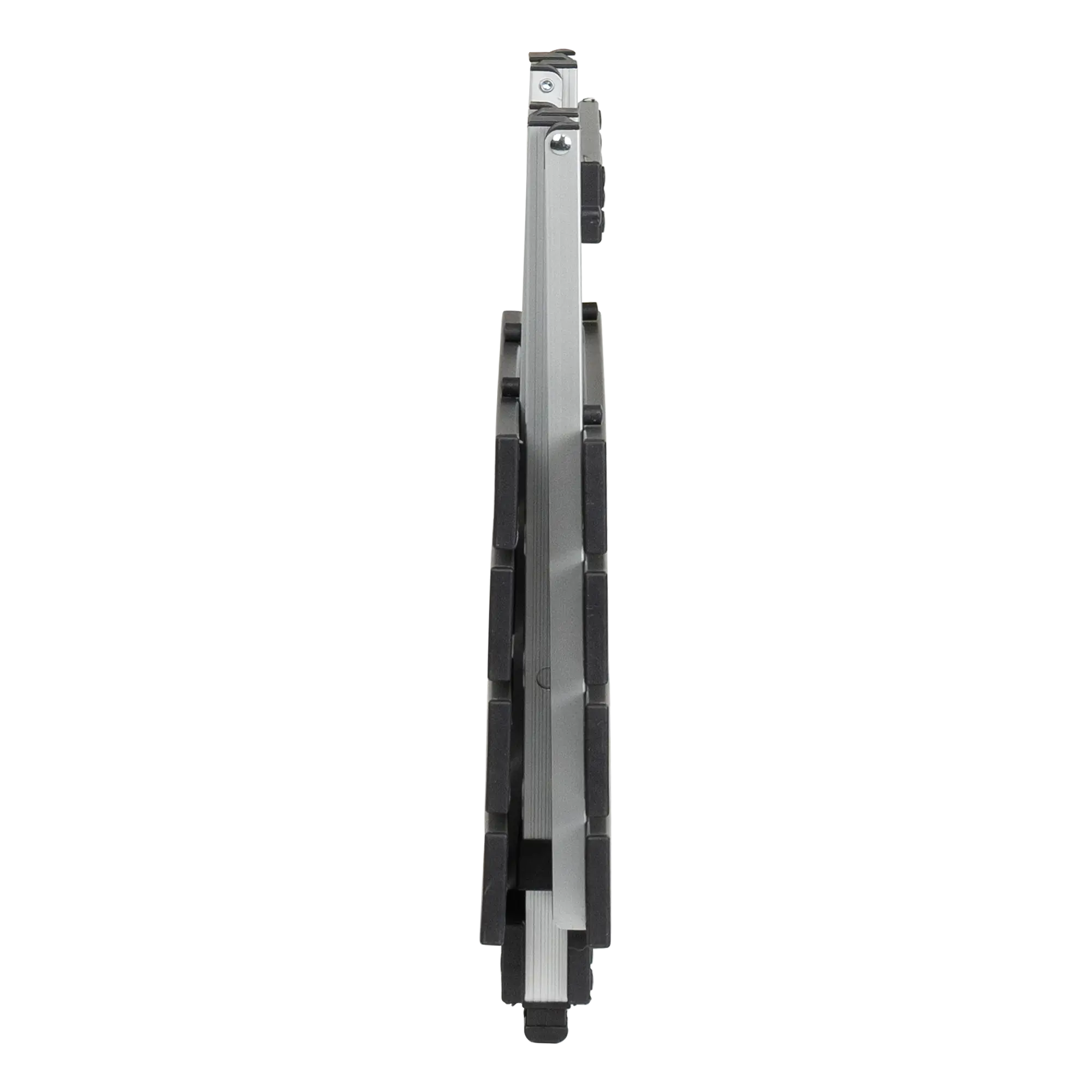 Compact Camp Table 20, Black Chrome, Side Angle Collapsed