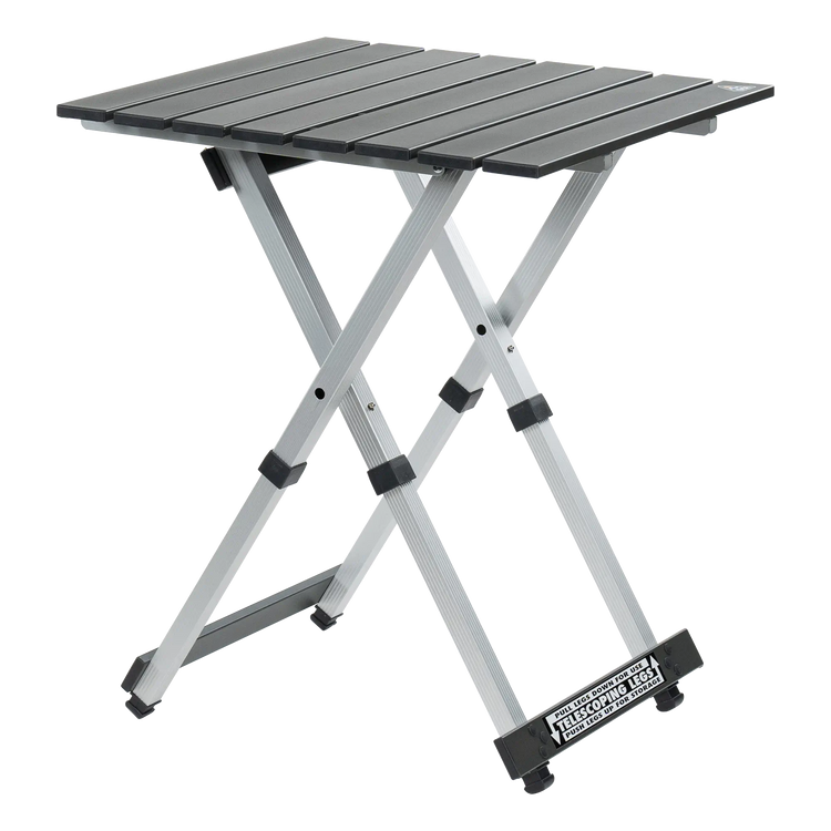 Compact Camp Table 20, Black Chrome, Front Side Angle