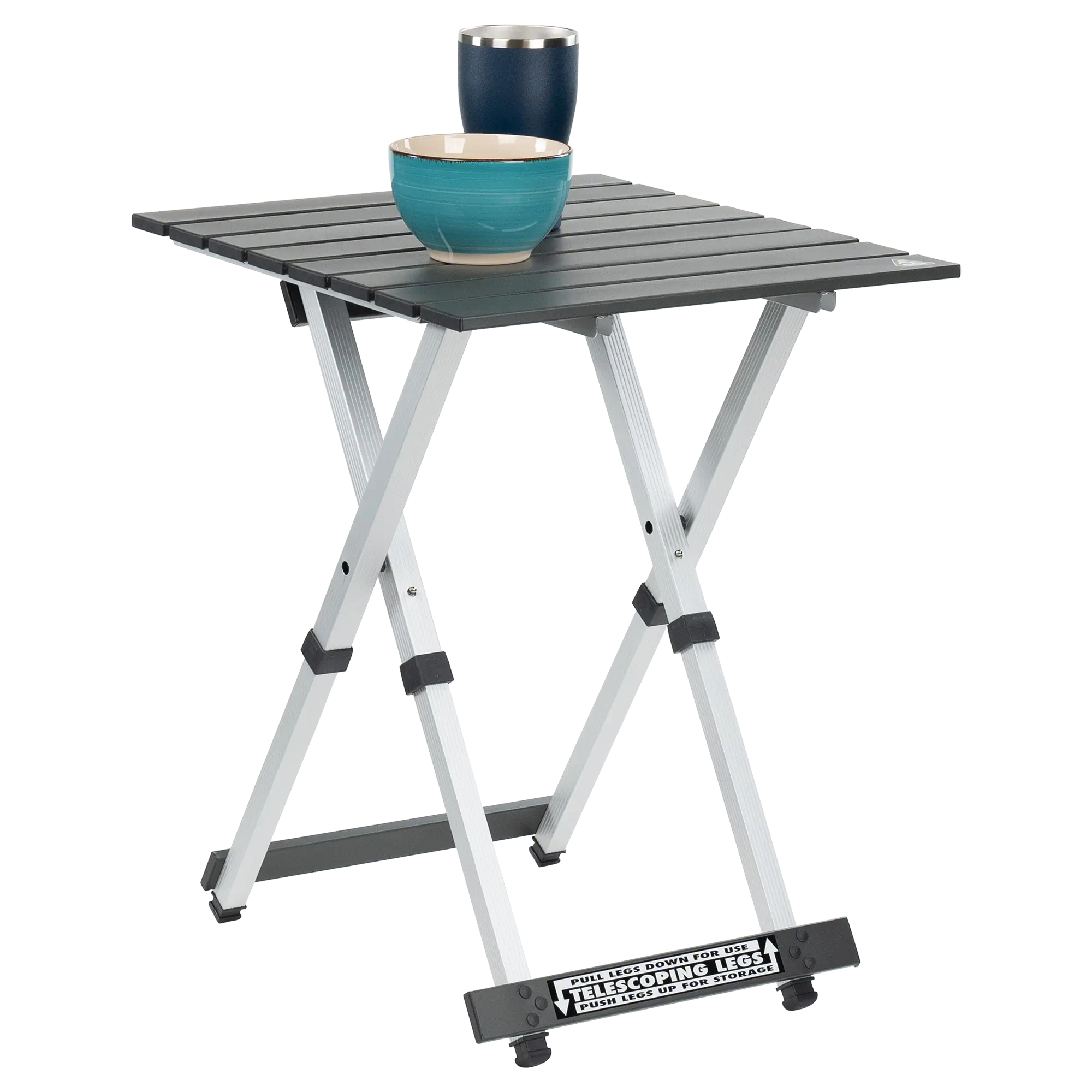 Compact Camp Table 20, Black Chrome, Props