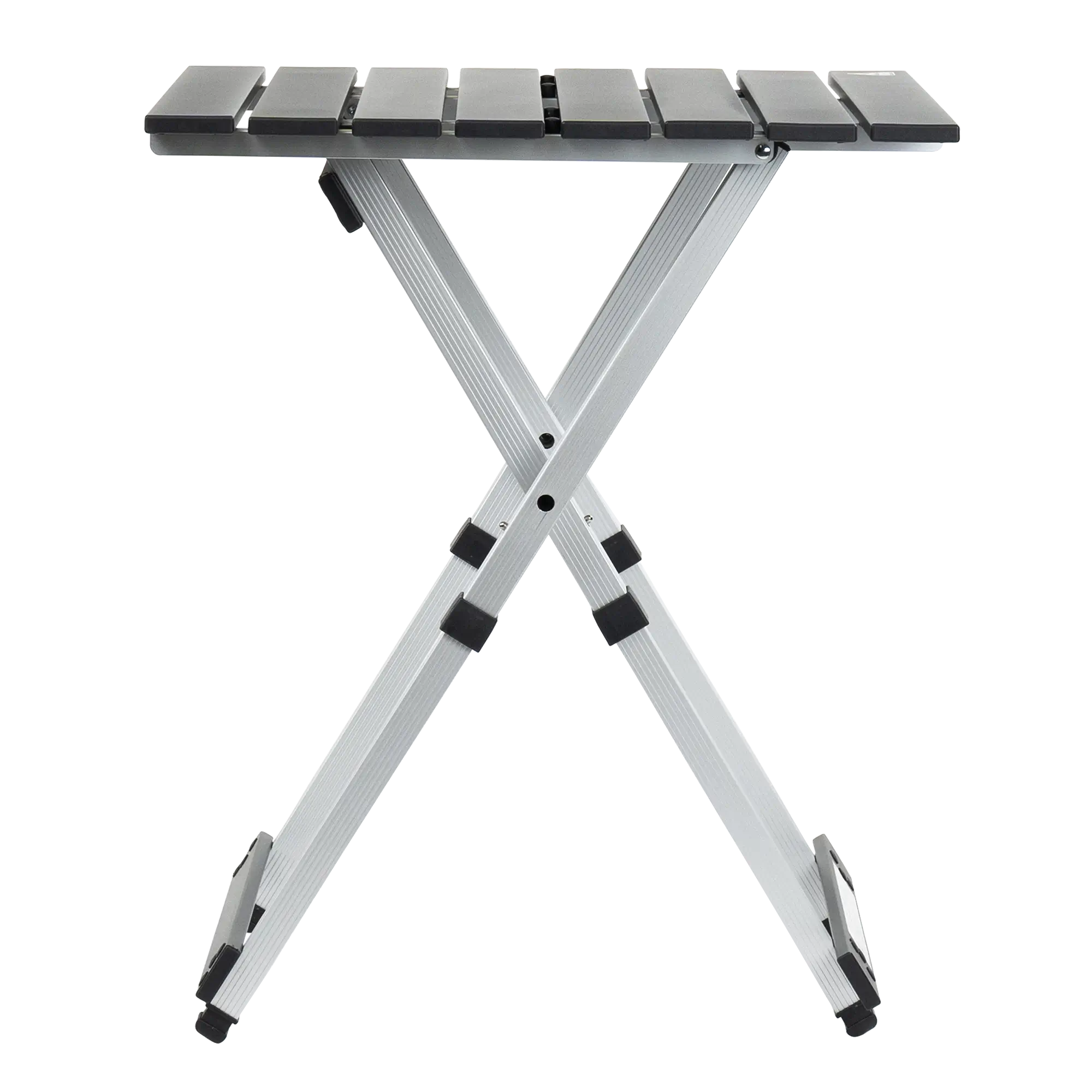 Compact Camp Table 20, Black Chrome, Side Angle