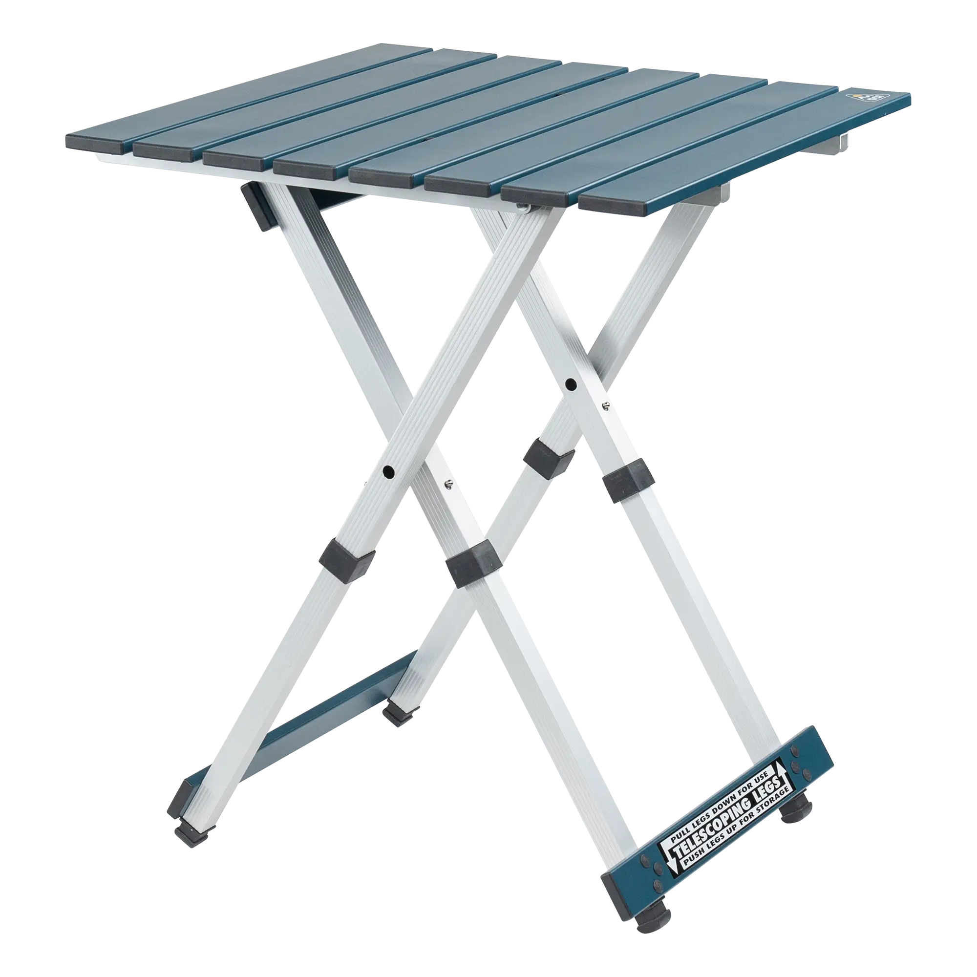 Compact Camp Table 20, Teal, Front Side Angle