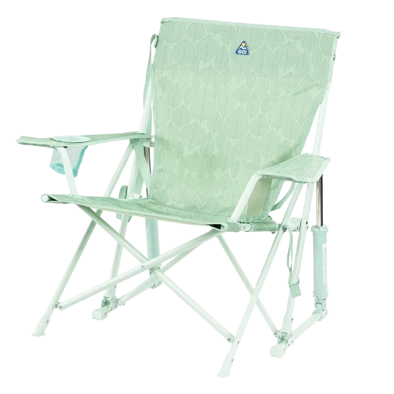 Kickback Rocker, Pastel Green Leaf, Front Left Angled