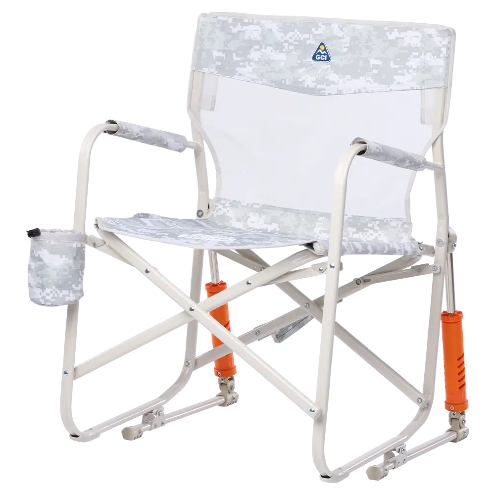 Side angle of snow camo freestyle rocker elite.