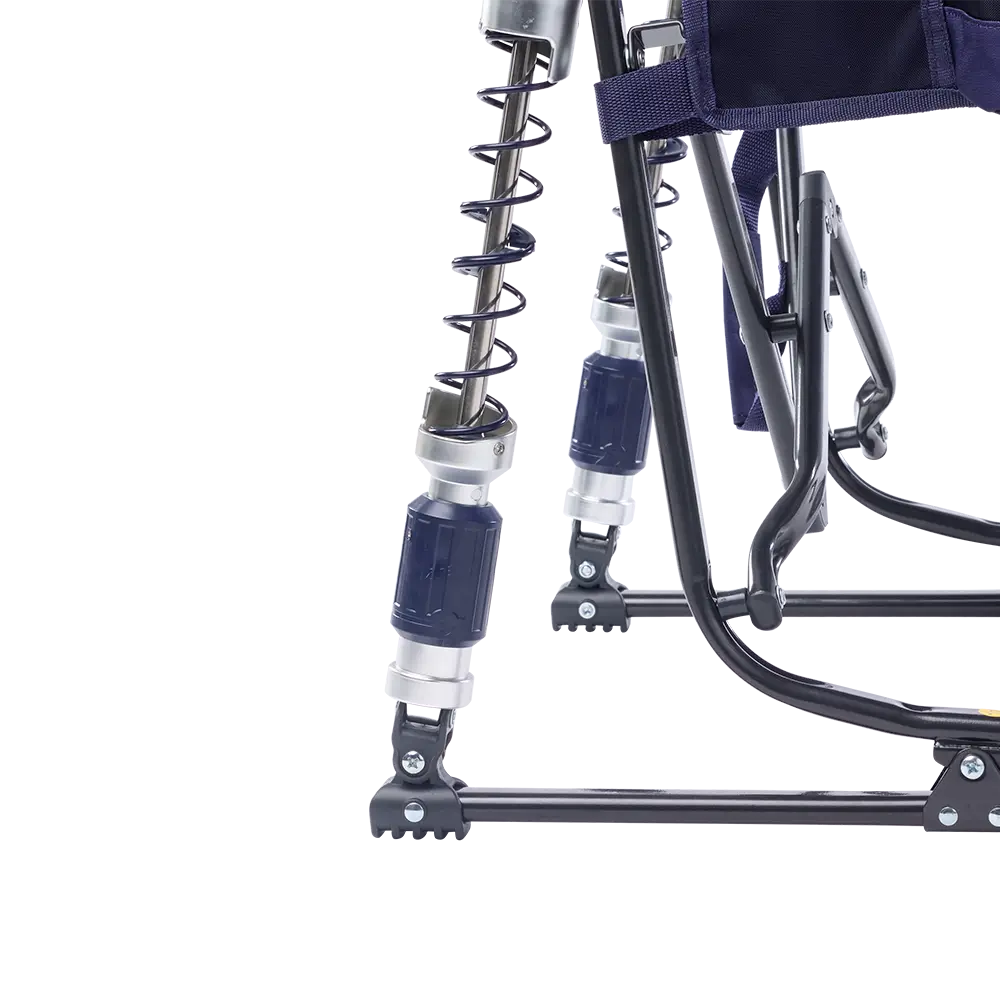 Spring-Action Shocks on Rich Blue Adjustable Rocker. 