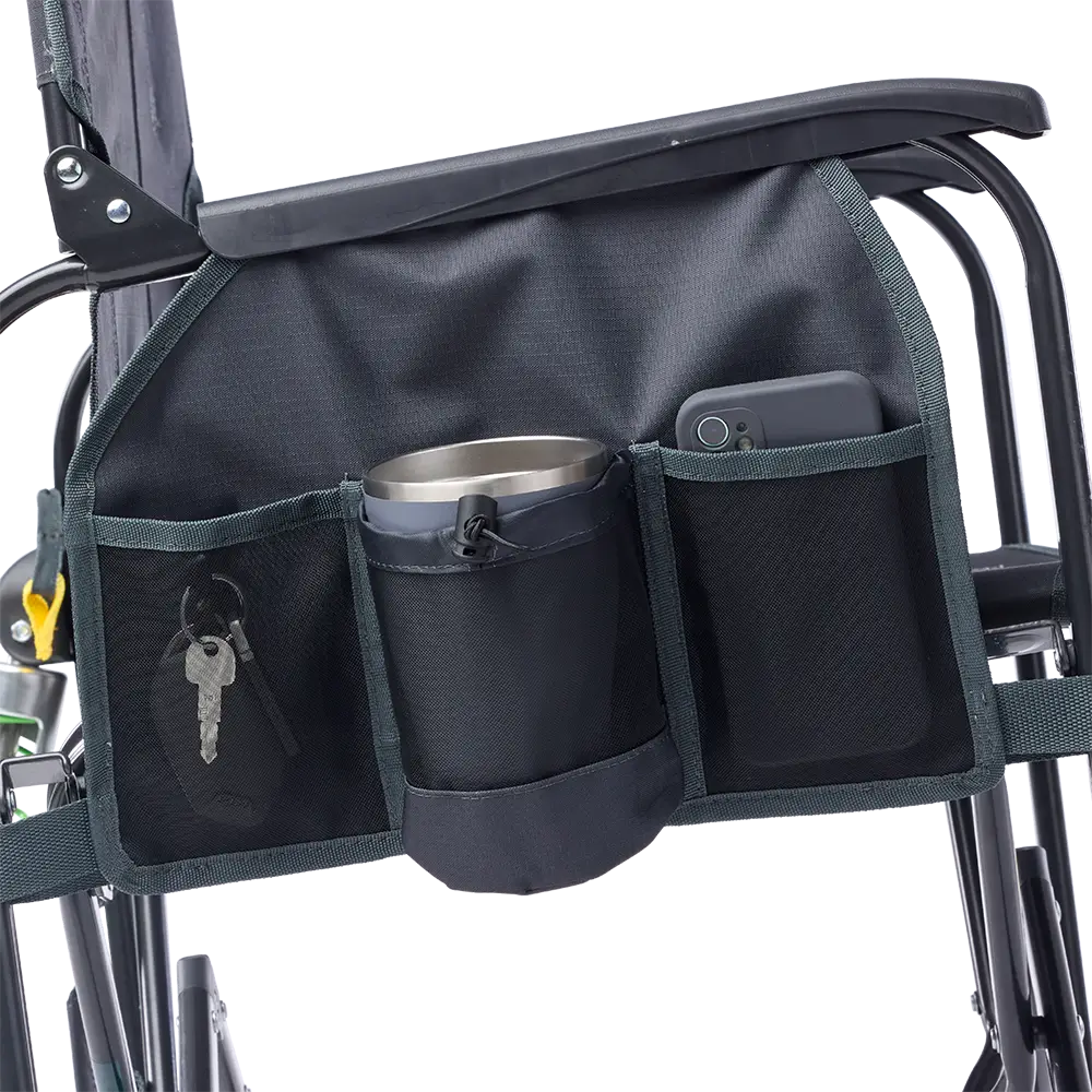 Side Caddy on the Heathered Charcoal Stowaway Rocker.