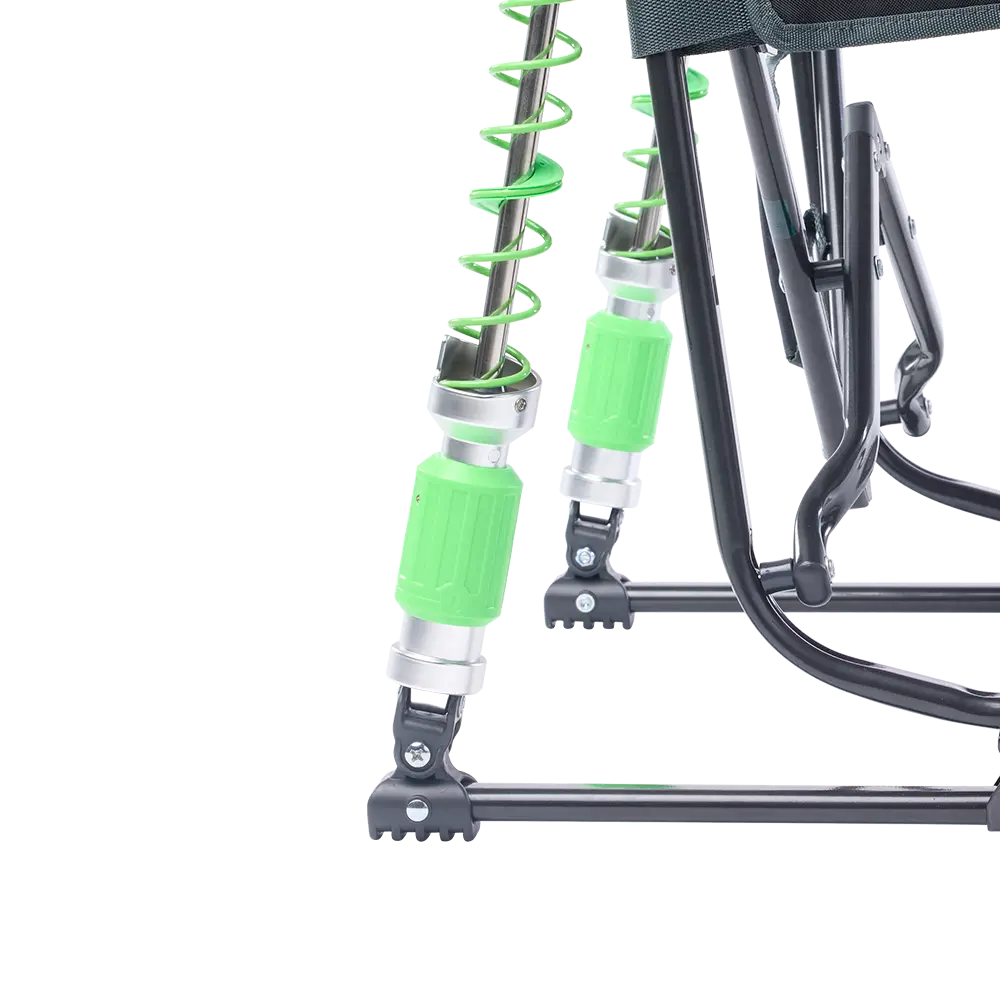 Spring-Action Shocks on the Heathered Charcoal Stowaway Rocker. 