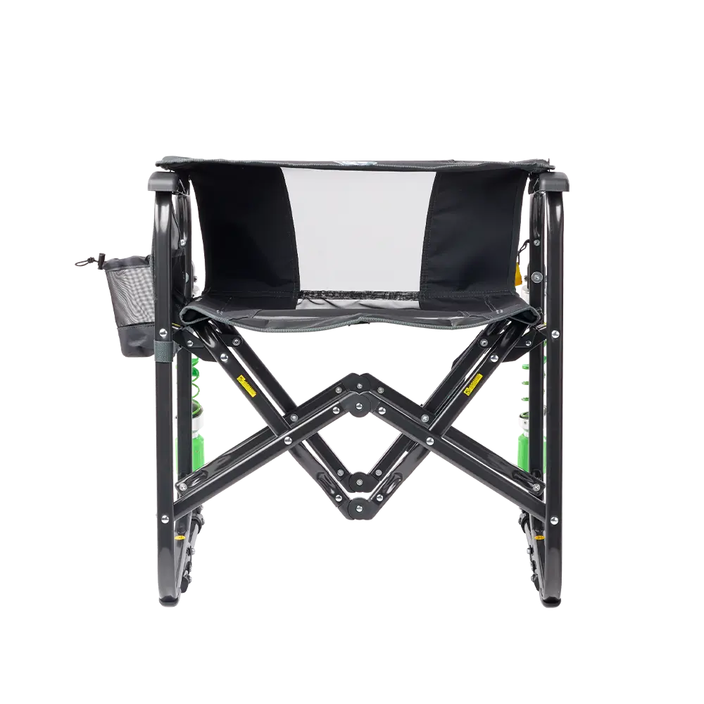 Folded backrest on the Heathered Charcoal Stowaway Rocker.