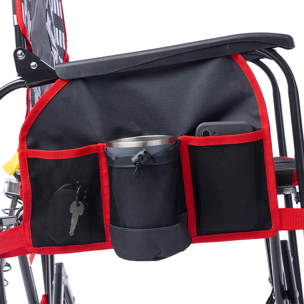 Side Caddy on the Charcoal Racing Stowaway Rocker. 