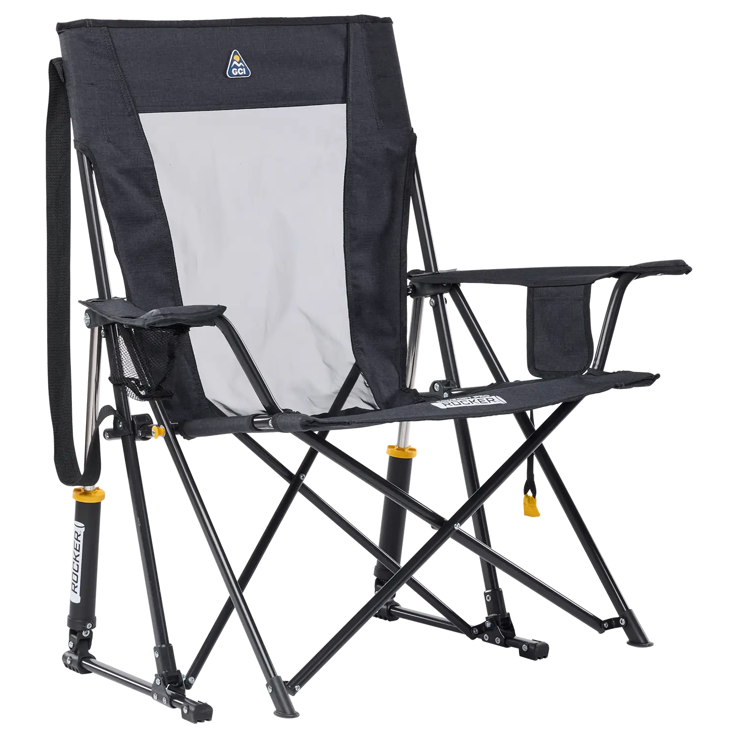 Front right view of the Heathered Charcoal Comfort Pro Rocker XL. 