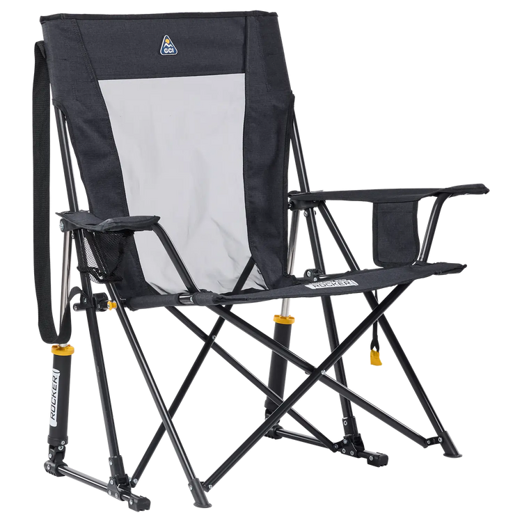 Front right view of the Heathered Charcoal Comfort Pro Rocker XL. 