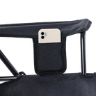 Phone holder and arm rest of the Heathered Charcoal Comfort Pro Rocker XL. 