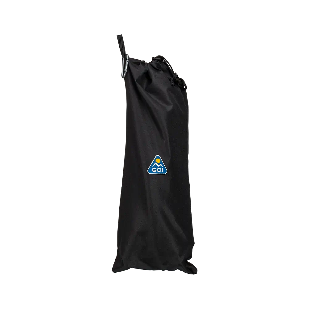 A black sunshade accessory inside a storage bag. 