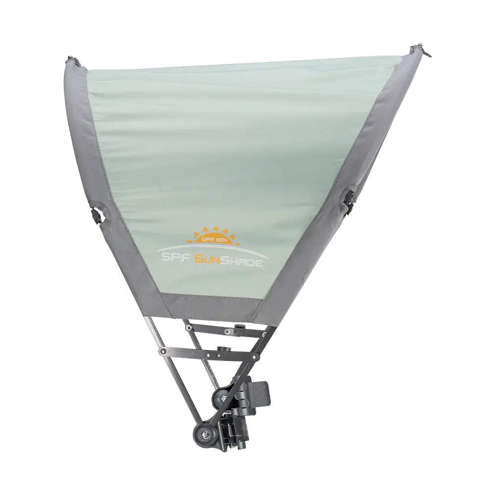 Side angle of the pastel green sunshade accessory. 