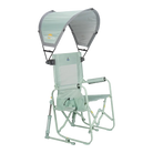 A pastel green sunshade accessory attached to a stowaway rocker. 