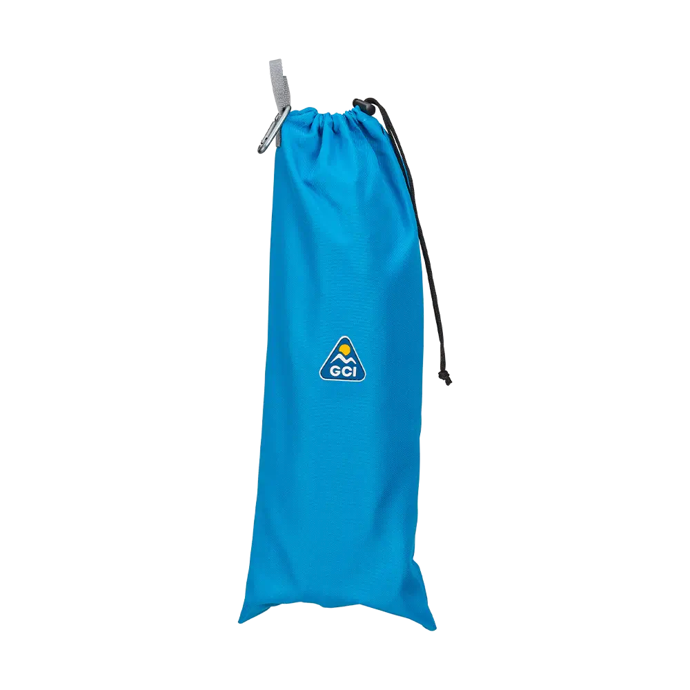 A saybrook blue sunshade accessory inside a storage bag. 