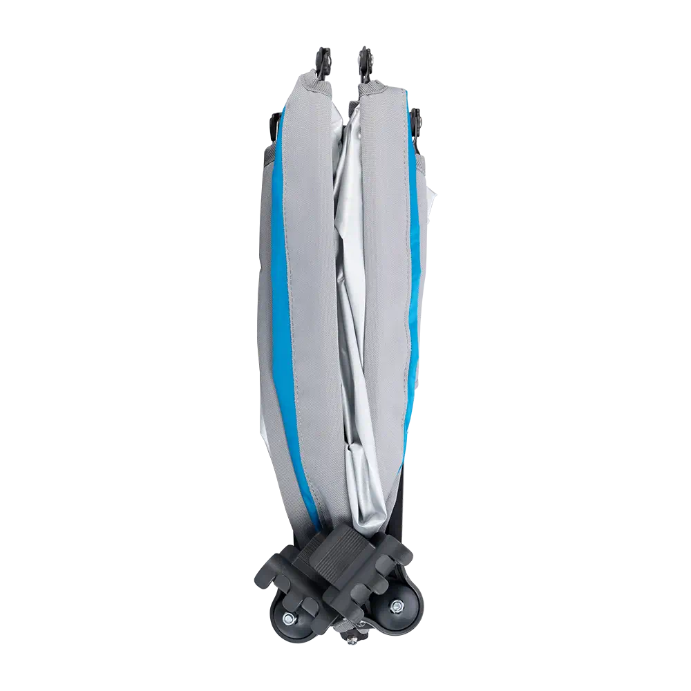 A folded angle of the saybrook blue sunshade accessory. 