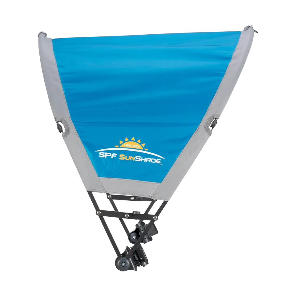 Side angle of the saybrook blue sunshade accessory. 