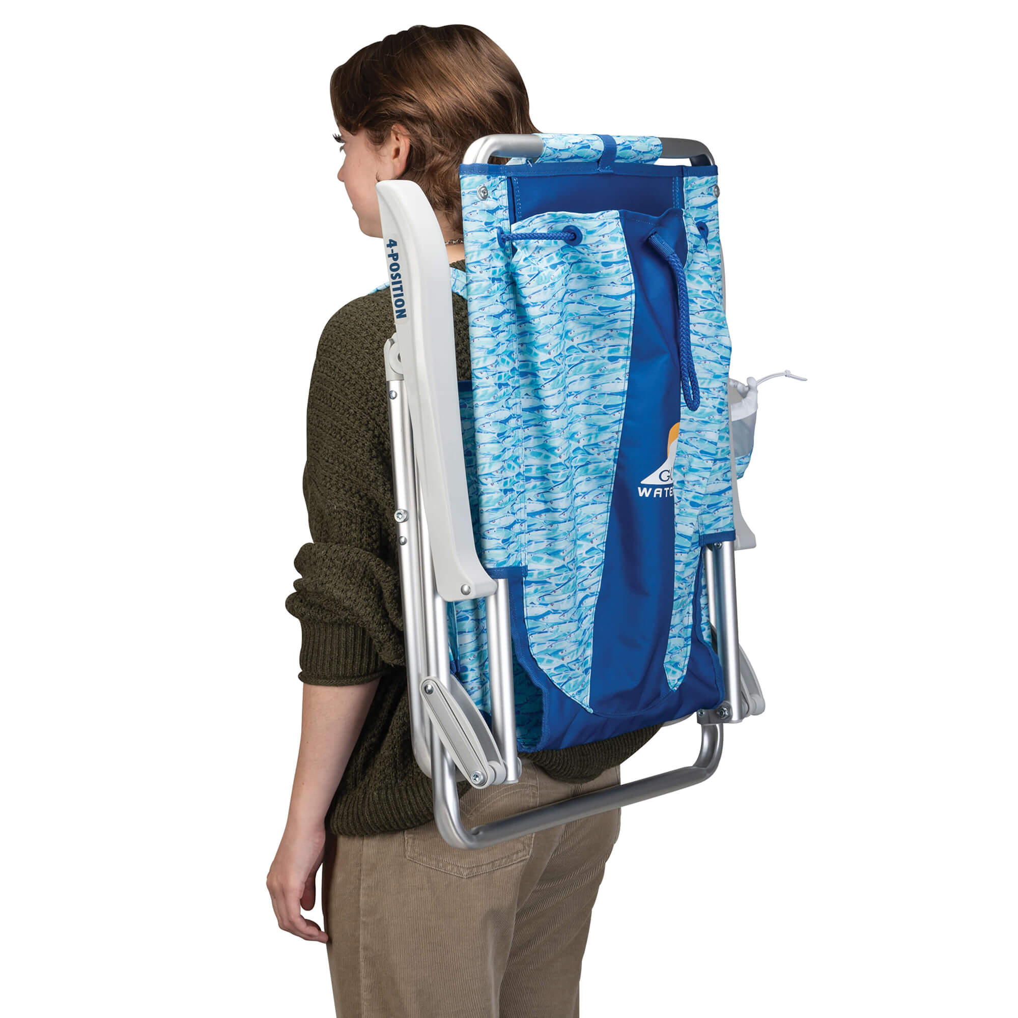 Backpack Beach Chair, Guy Harvey Baitwall, Folded Backpack Carry