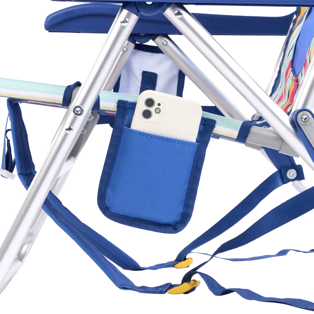Backpack Beach Chair, Multi Stripe, Phone Pocket Detail