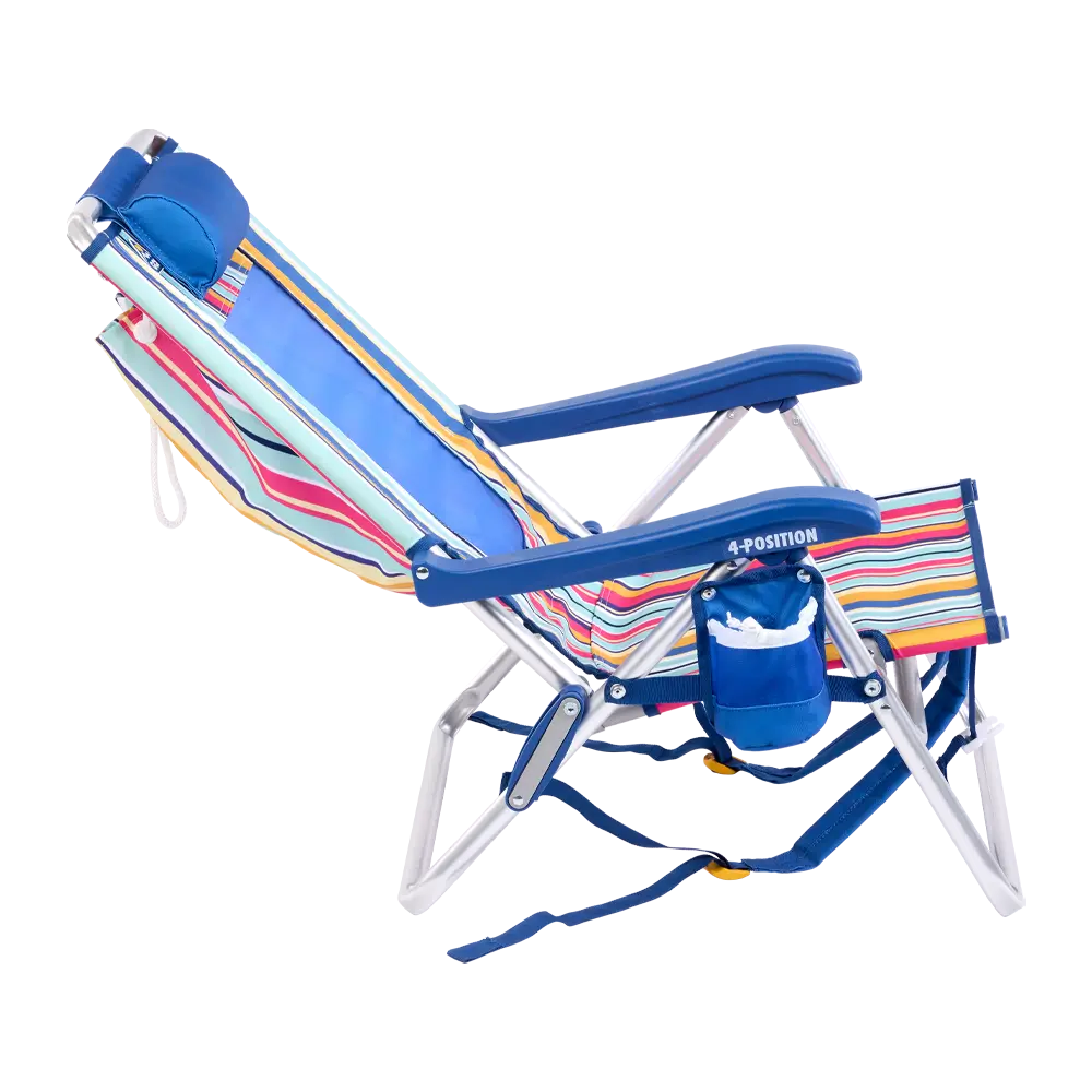 Backpack Beach Chair, Multi Stripe, Right Side Reclined