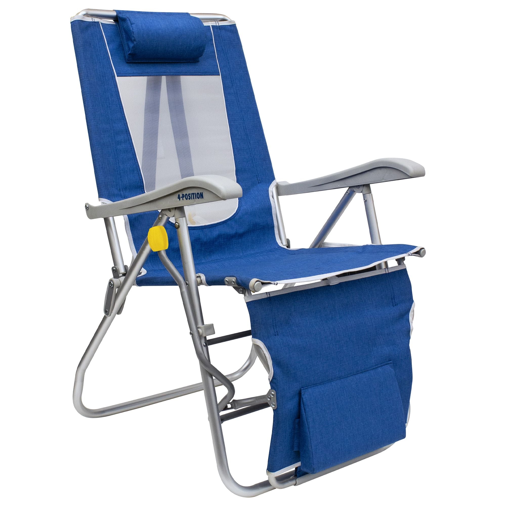Legz Up Lounger Beach Chair, Heathered Saybrook Blue, Front Legs Down