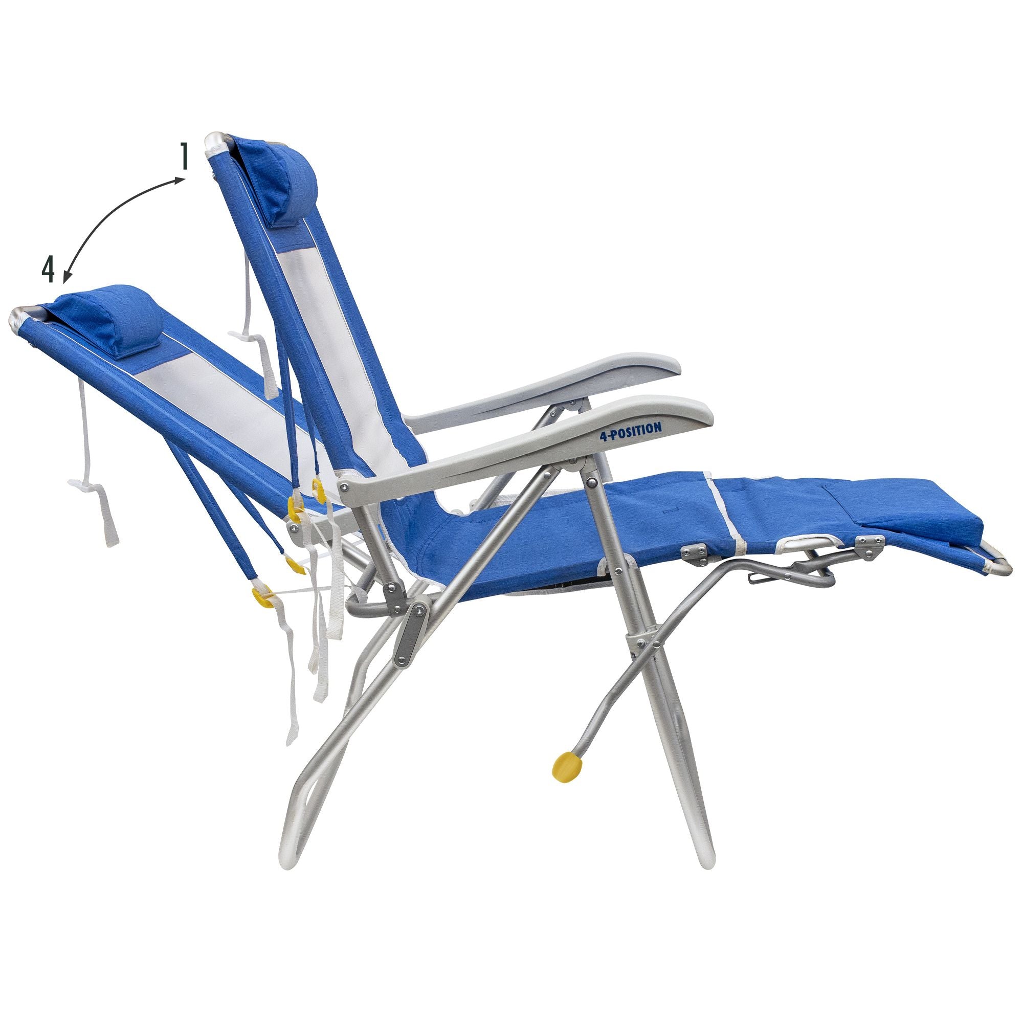 Legz Up Lounger Beach Chair, Heathered Saybrook Blue, Recline