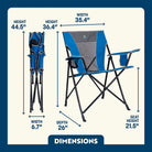 Heathered Royal Comfort Pro Chair dimensions overview.