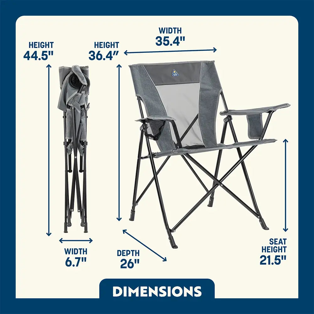 Heathered Pewter Comfort Pro Chair dimensions overview.