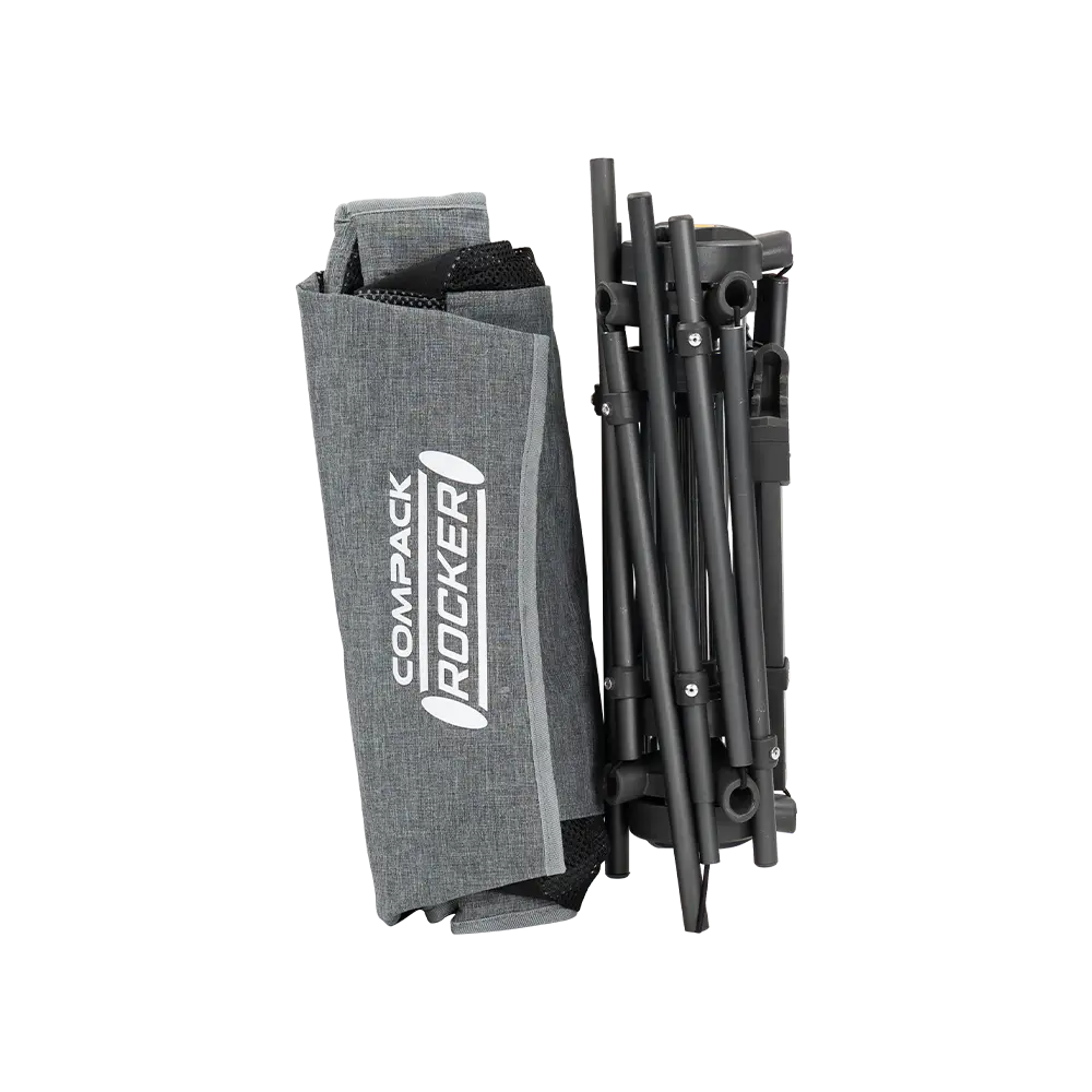 Bag and folded Heathered Pewter Compack Rocker. 