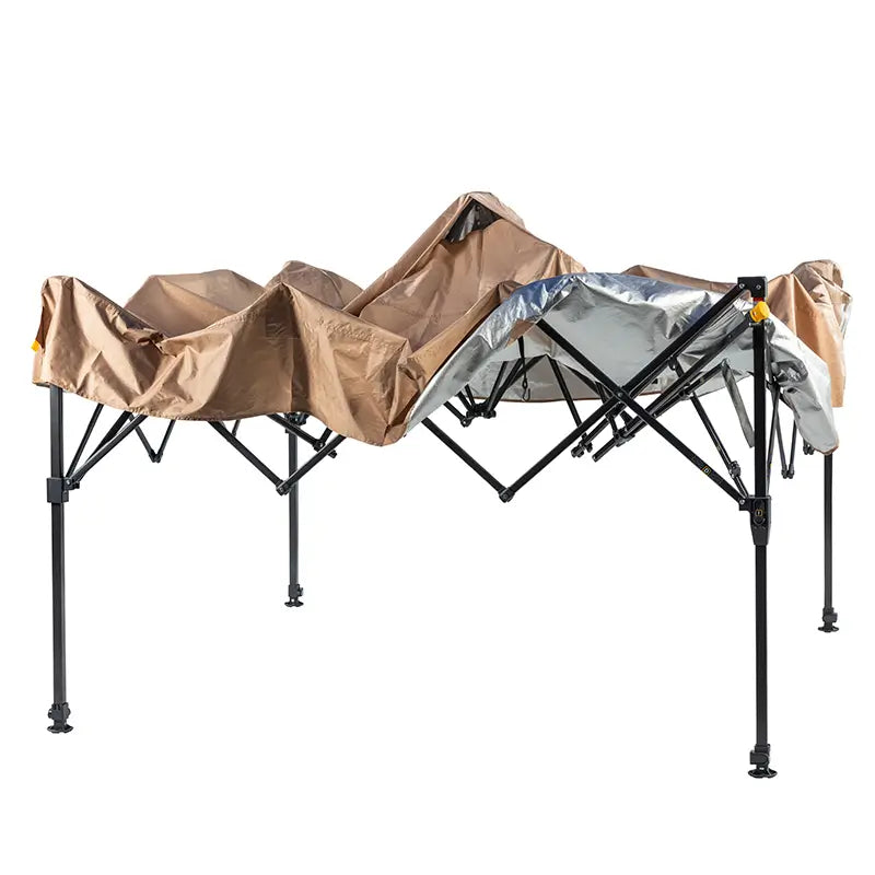 LevrUp Canopy, Tan, Full View Unfolding