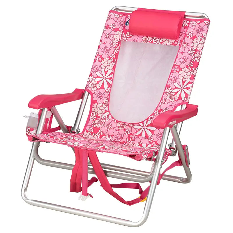 Backpack Beach Chair, Floral Sport Pink, Front Left Angled