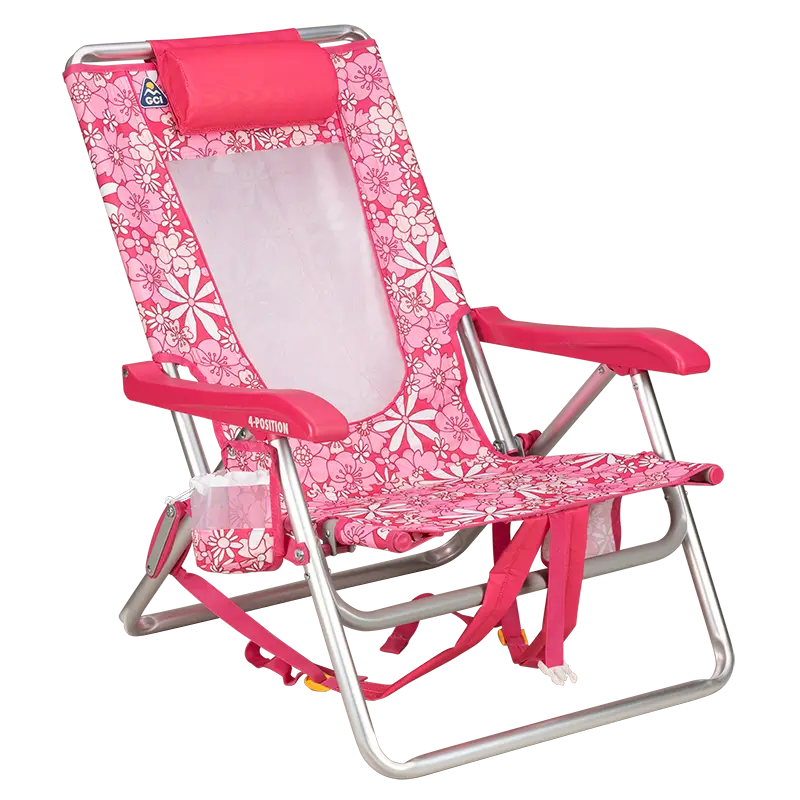 Backpack Beach Chair, Floral Sport Pink, Front Right Angled