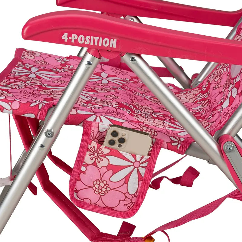 Backpack Beach Chair, Floral Sport Pink, Phone Pocket Detail