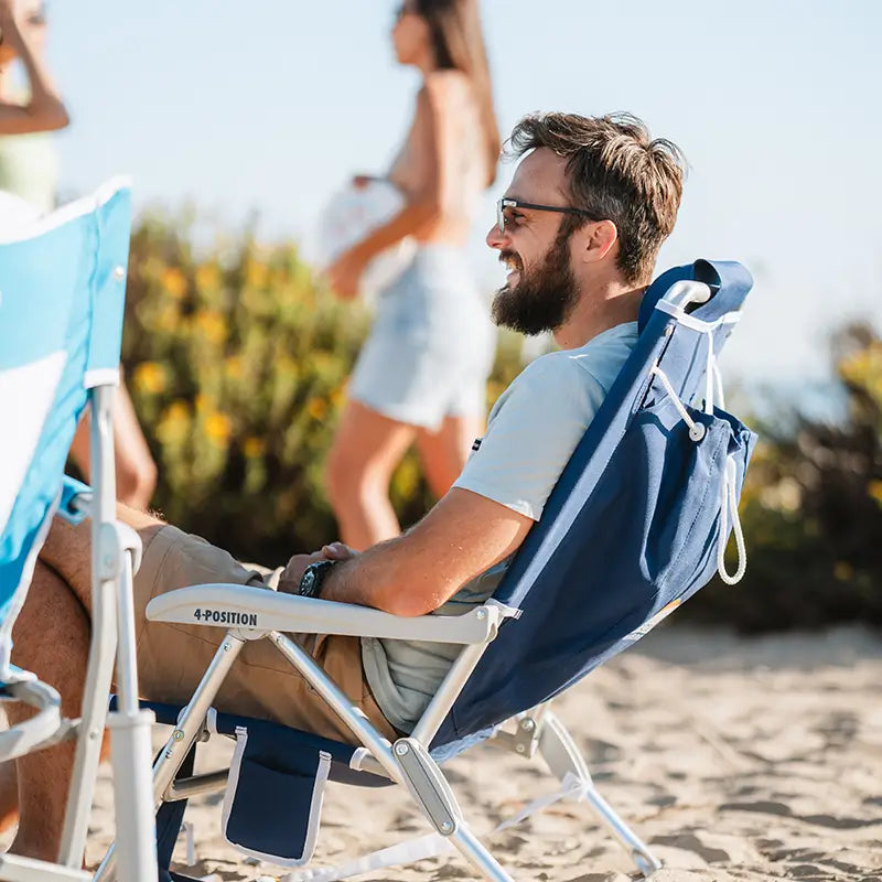 Backpack Beach Chair, Nautical Blue, Lifestyle 2