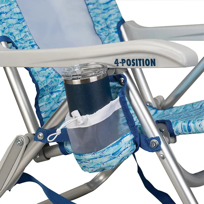 Backpack Beach Chair, Guy Harvey Baitwall, Cup Holder Detail