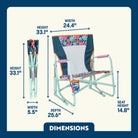 A dimensions overview of the Tropical Esape Beach Rockers chair. 