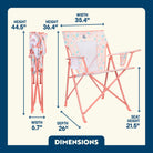A dimensions overview of the Coral Sundress Comfort Quad Chair. 