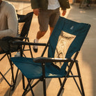 A close up of the seat and backrest of the teal Eazy Chair. 