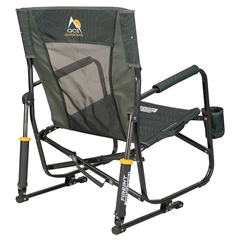 FirePit Rocker, Hunter Topo, Back Angle