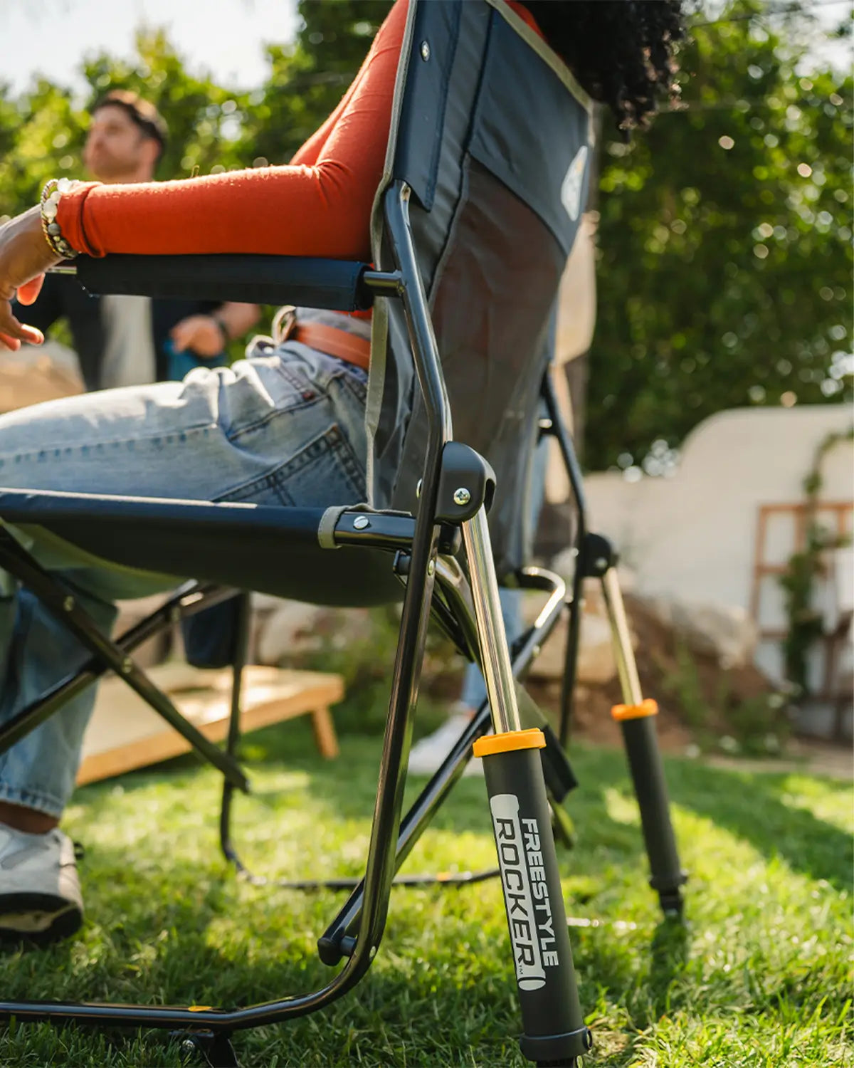 An upclose view of the spring action rocking technology on a freestyle rocker. 