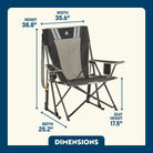 Varsity Black Comfort Pro Rocker with cupholder showing the dimensions.