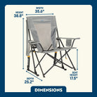 Mercury Gray Comfort Pro Rocker with cupholder showing the dimensions.