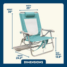 Dimension overview of the Big Surf Chair with Slide Table, showing labeled height, width, depth, and seat height.