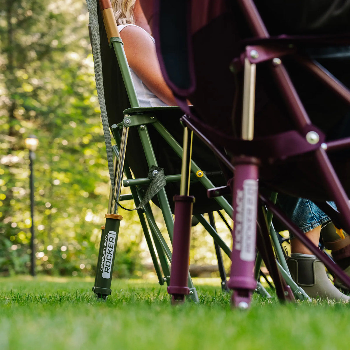 The spring action rocking technology on two Insulated Comfort Pro Rocker chairs. 