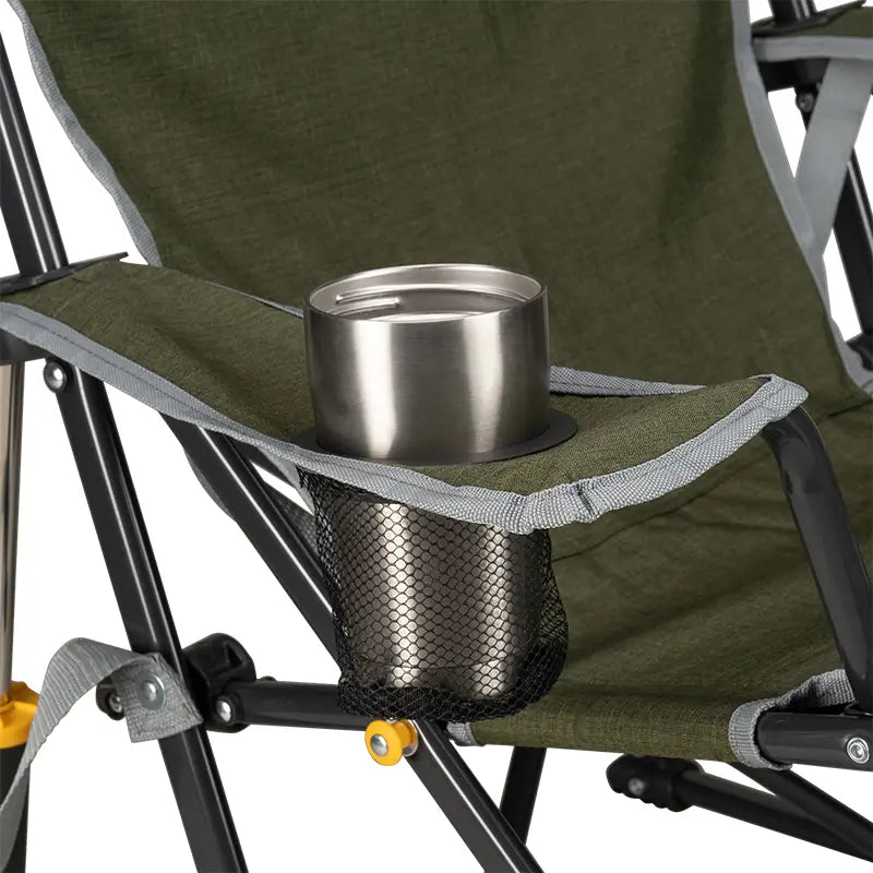 Kickback Rocker, Heathered Loden, Cup Holder Detail