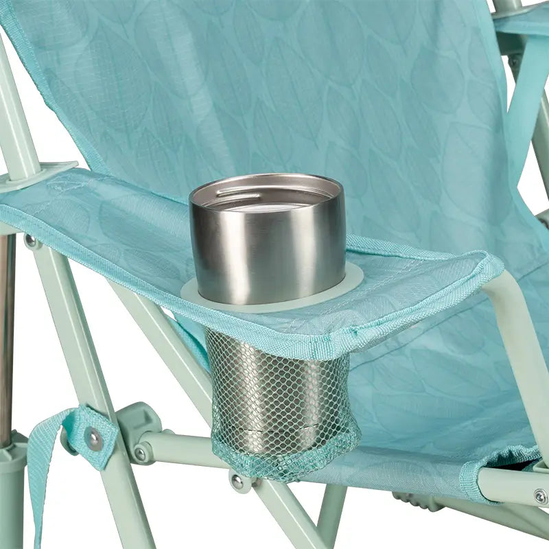 Kickback Rocker, Pastel Green Leaf, Cup Holder Detail