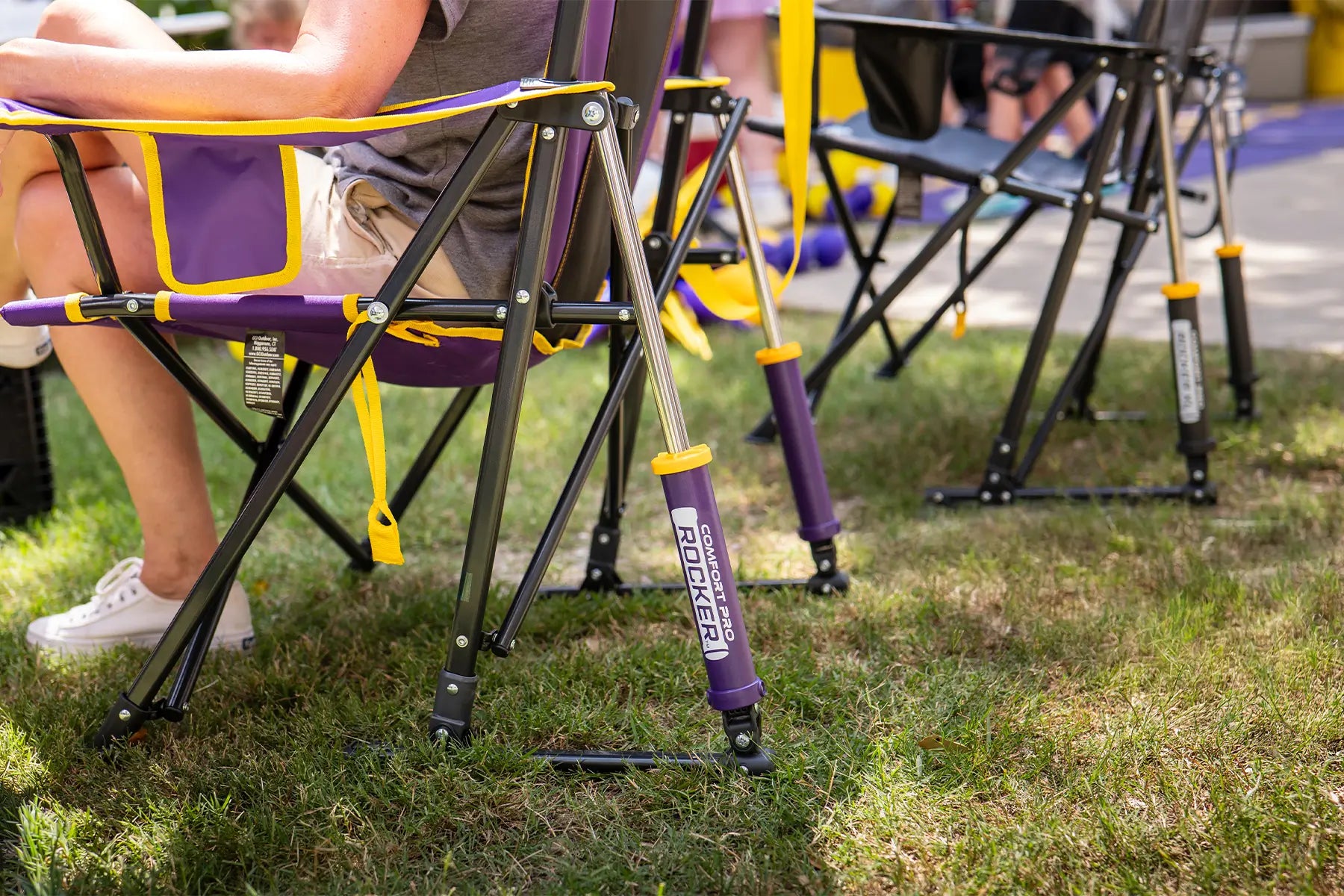 An up close shot of the LSU comfort pro rocker spring action rocking technology. 