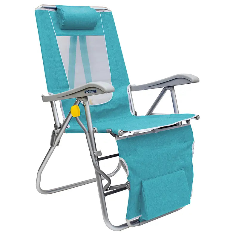 Legz Up Lounger Beach Chair, Heathered Seafoam, Front Legs Down