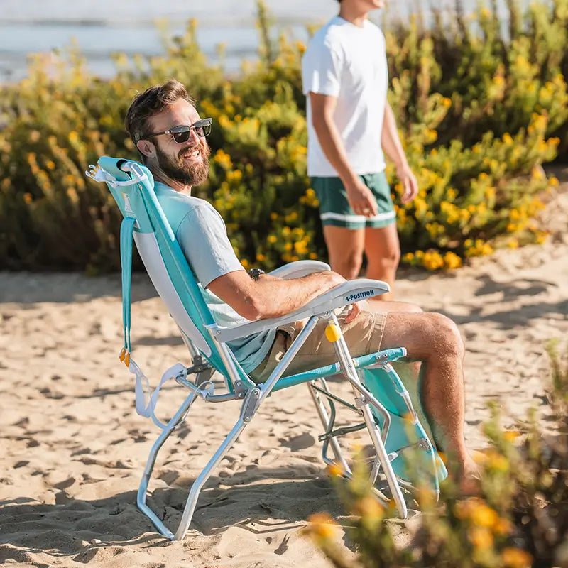 Legz Up Lounger Beach Chair, Heathered Seafoam, Lifestyle 1