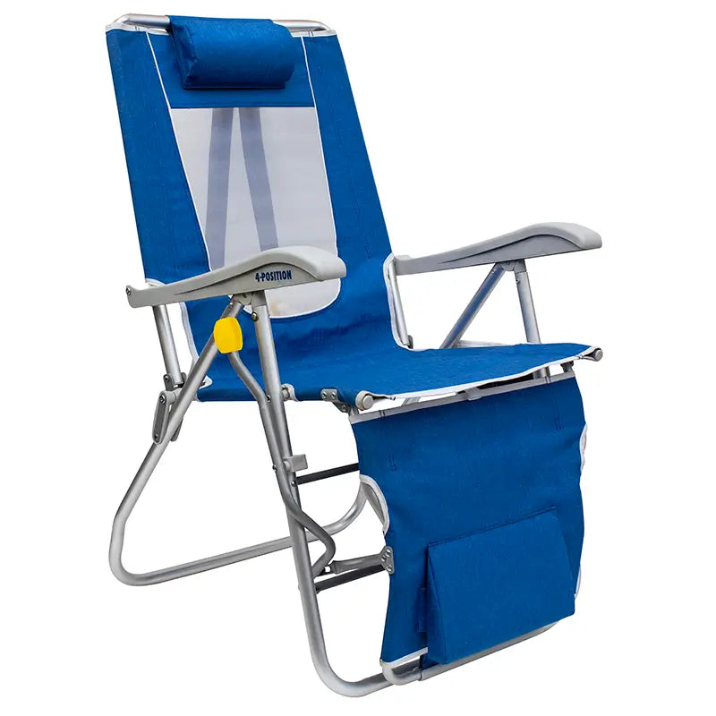 Legz Up Lounger Beach Chair, Heathered Saybrook Blue, Front Legs Down